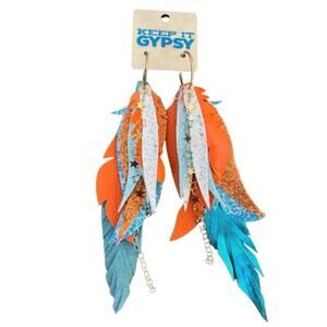 Keep It Gypsy Feather Earrings NWT Western Boho Cowgirl Statement